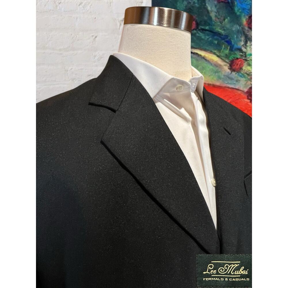New Vtg Lee Mubai Mens 44R Black Dinner Jacket Silver Tone Rhinestone Buttons - Picture 4 of 13